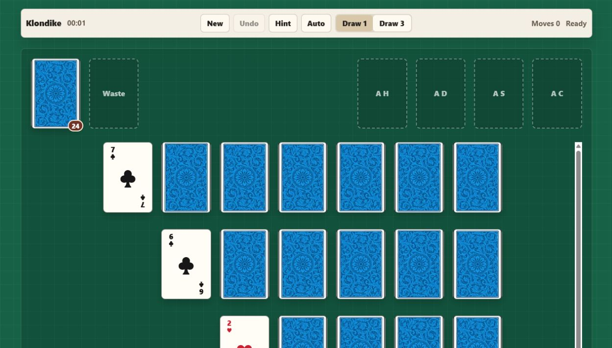 Klondike Solitaire project screenshot